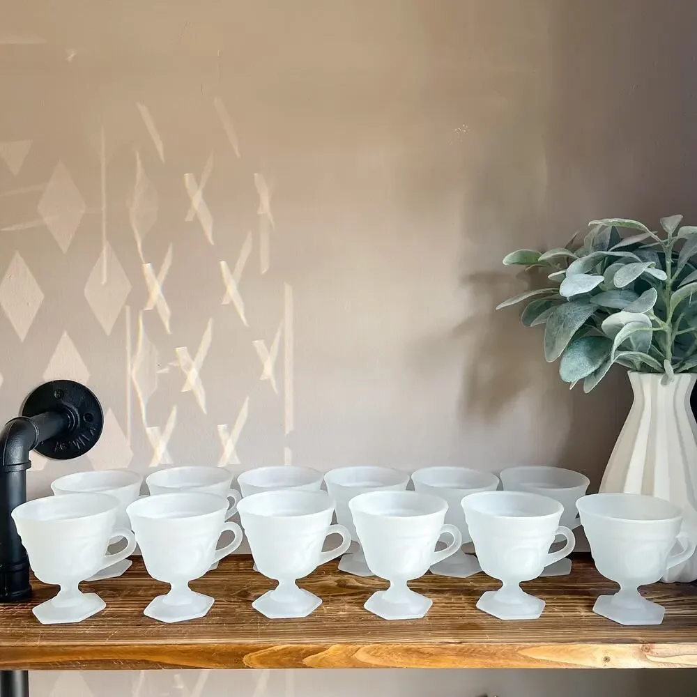 12 Tiara Provincial Frosted Glass Punch Cups